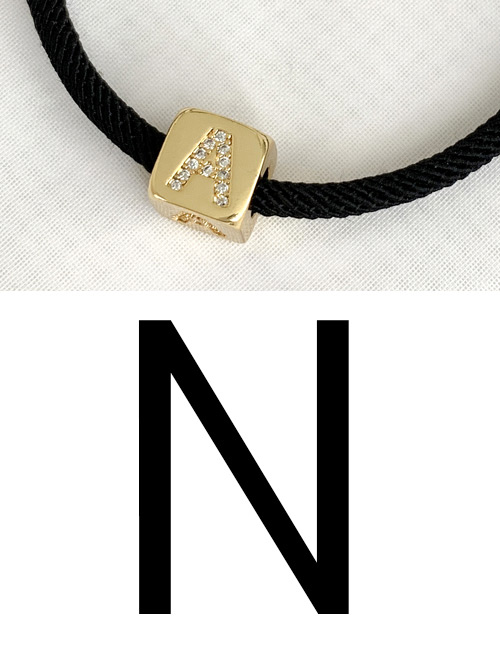 Fashion N Black Cubic Zirconia Alphabet Woven Rope Bracelet