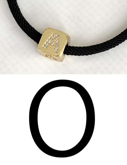 Fashion O Black Cubic Zirconia Alphabet Woven Rope Bracelet