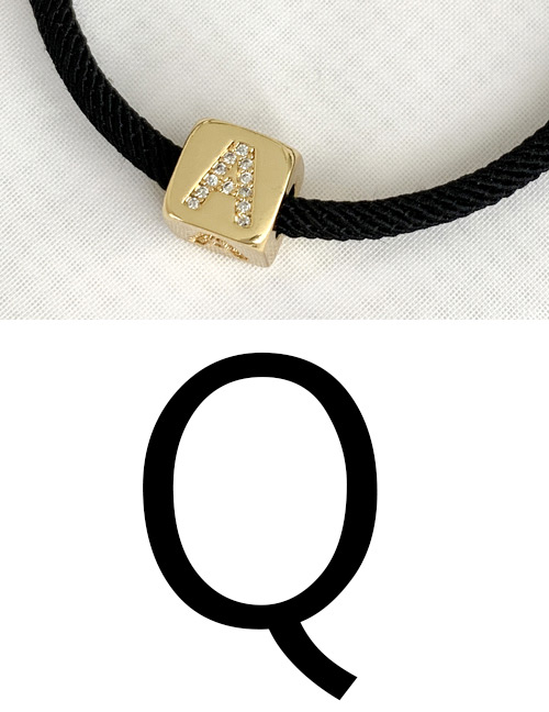 Fashion Q Black Cubic Zirconia Alphabet Woven Rope Bracelet