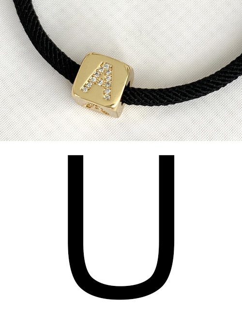 Fashion U Black Cubic Zirconia Alphabet Woven Rope Bracelet