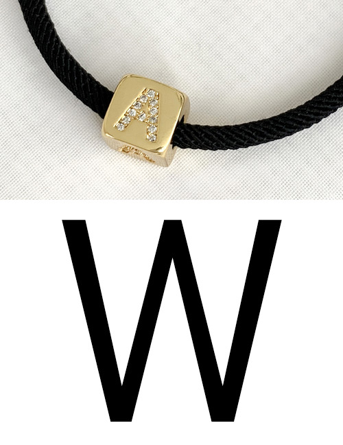 Fashion W Black Cubic Zirconia Alphabet Woven Rope Bracelet