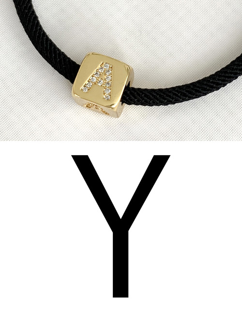 Fashion Y Black Cubic Zirconia Alphabet Woven Rope Bracelet