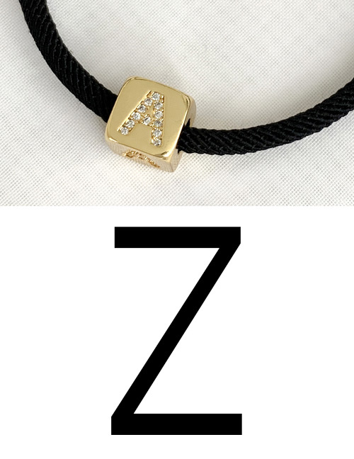 Fashion Z Black Cubic Zirconia Alphabet Woven Rope Bracelet