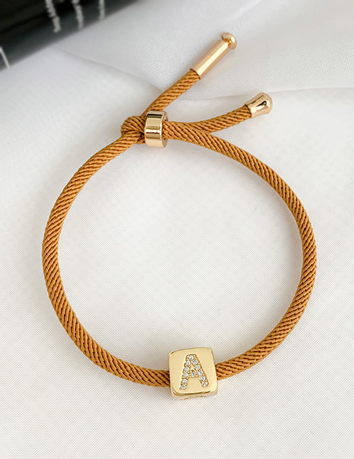 Fashion A Ginger Cubic Zirconia Alphabet Woven Rope Bracelet