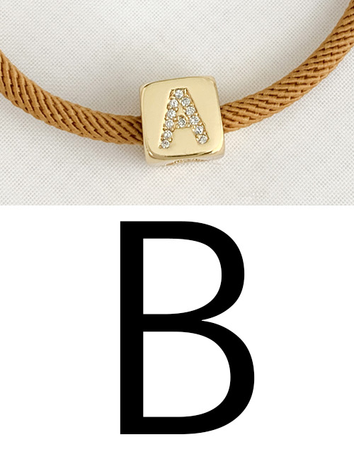 Fashion B Ginger Cubic Zirconia Alphabet Woven Rope Bracelet