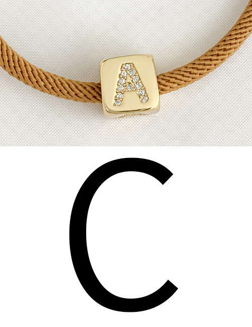 Fashion C Ginger Cubic Zirconia Alphabet Woven Rope Bracelet