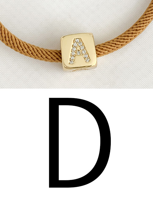 Fashion D Ginger Cubic Zirconia Alphabet Woven Rope Bracelet