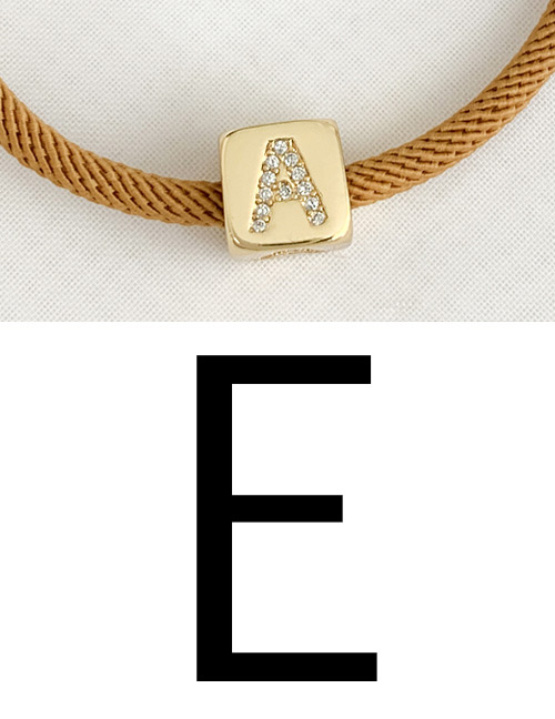 Fashion E Ginger Yellow Cubic Zirconia Alphabet Woven Rope Bracelet