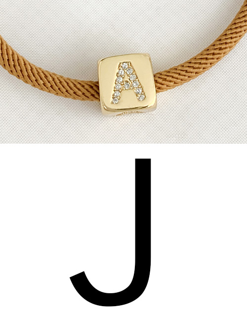 Fashion J Ginger Cubic Zirconia Alphabet Woven Rope Bracelet
