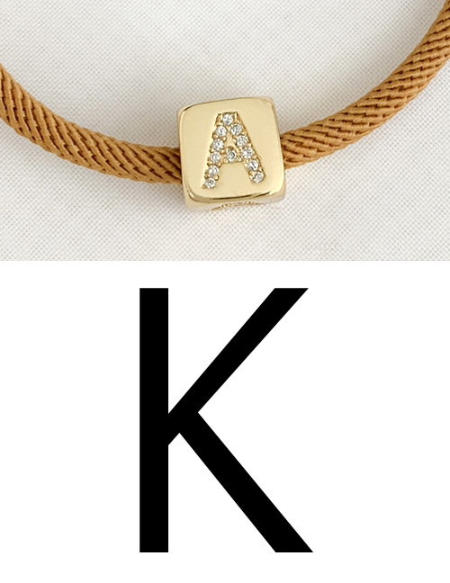 Fashion K Ginger Cubic Zirconia Alphabet Woven Rope Bracelet
