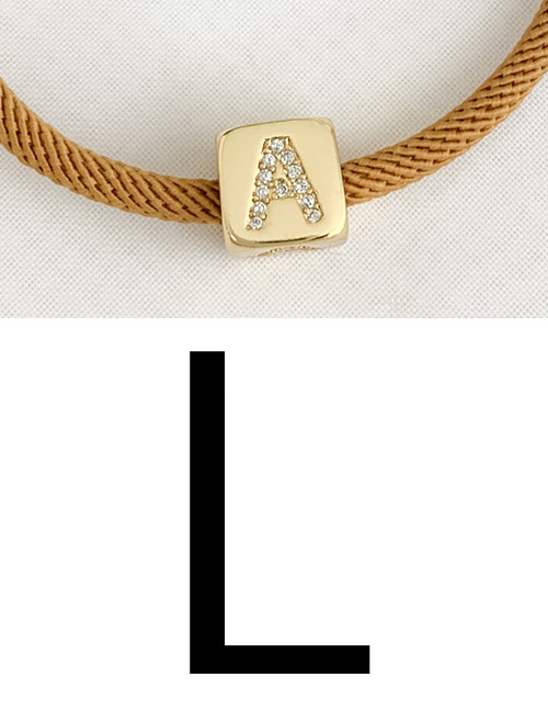 Fashion L Ginger Cubic Zirconia Alphabet Woven Rope Bracelet