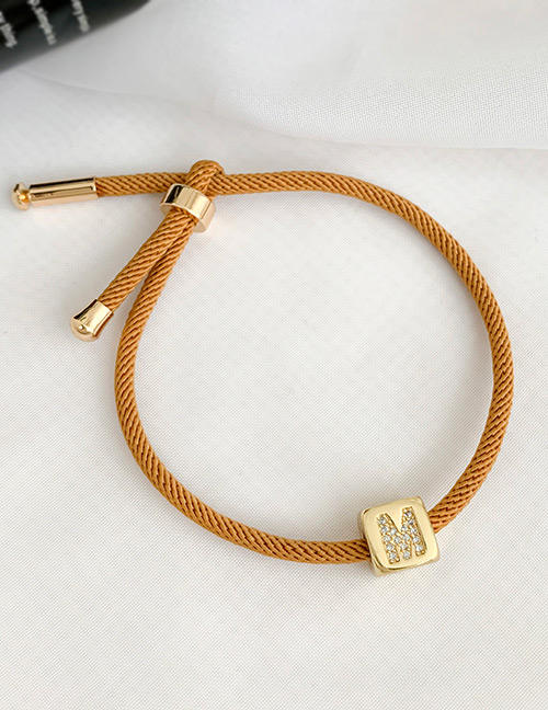 Fashion M Ginger Cubic Zirconia Alphabet Woven Rope Bracelet