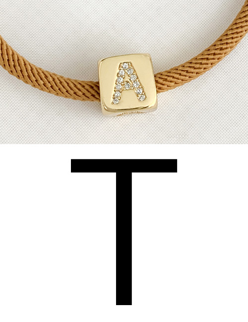 Fashion T Ginger Yellow Cubic Zirconia Alphabet Woven Rope Bracelet