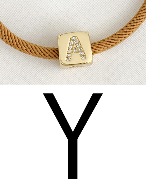 Fashion Y Ginger Cubic Zirconia Alphabet Woven Rope Bracelet