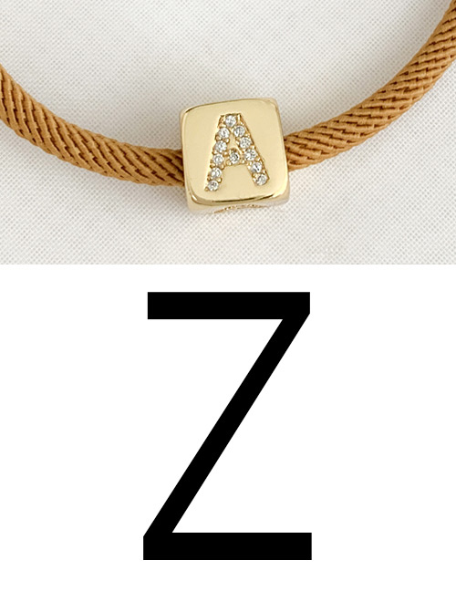 Fashion Z Ginger Cubic Zirconia Alphabet Woven Rope Bracelet