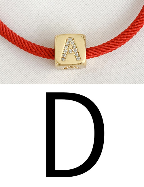 Fashion D Red Cubic Zirconia Alphabet Woven Rope Bracelet