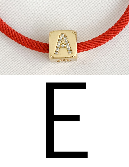 Fashion E Red Cubic Zirconia Alphabet Woven Rope Bracelet