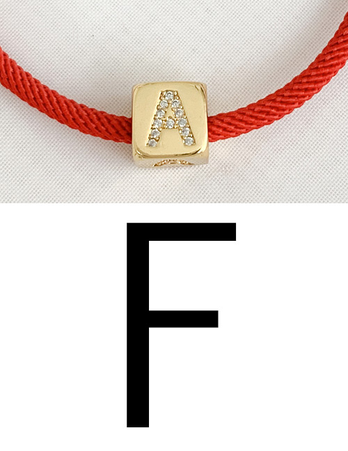 Fashion F Red Cubic Zirconia Alphabet Woven Rope Bracelet