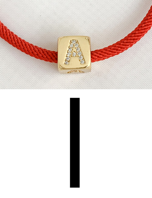 Fashion I Red Cubic Zirconia Alphabet Woven Rope Bracelet