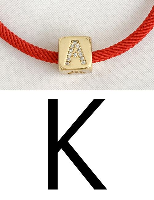 Fashion K Red Cubic Zirconia Alphabet Woven Rope Bracelet