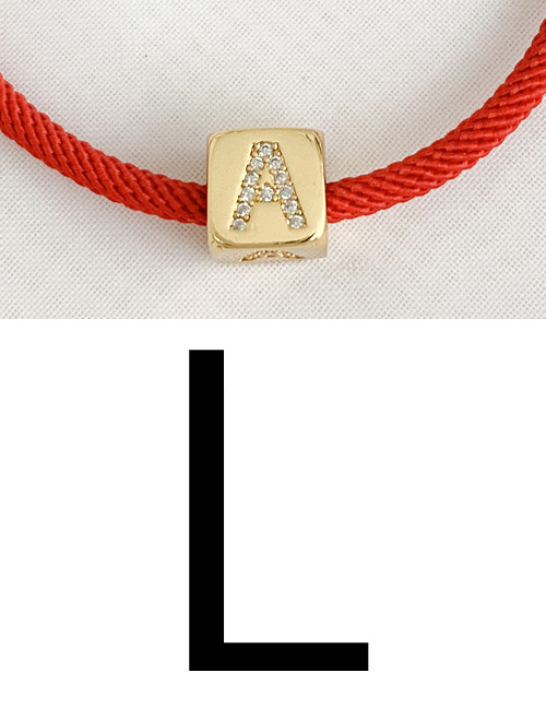 Fashion L Red Cubic Zirconia Alphabet Woven Rope Bracelet