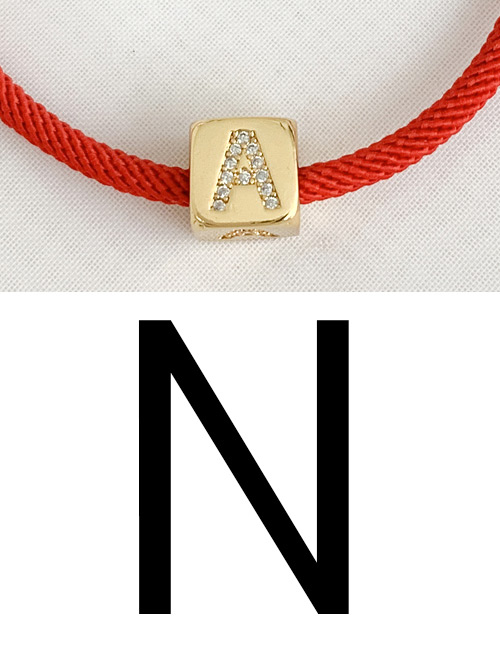 Fashion N Red Cubic Zirconia Alphabet Woven Rope Bracelet