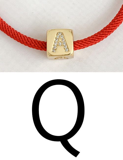 Fashion Q Red Cubic Zirconia Alphabet Woven Rope Bracelet