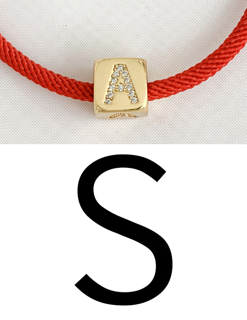 Fashion S Red Cubic Zirconia Alphabet Woven Rope Bracelet
