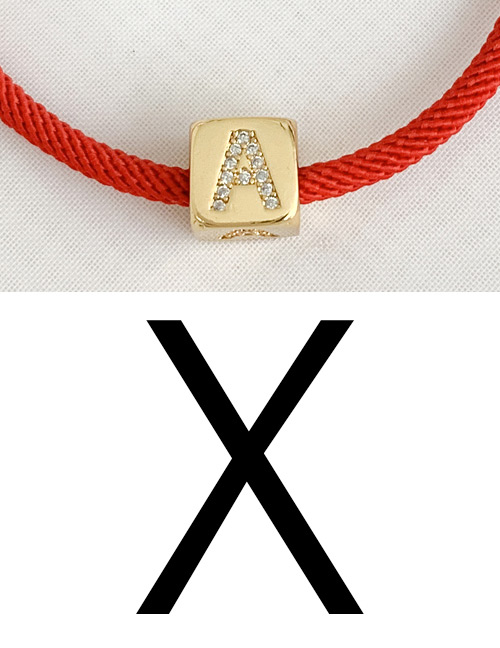 Fashion X Red Cubic Zirconia Alphabet Woven Rope Bracelet