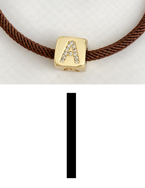 Fashion I Brown Cubic Zirconia Alphabet Woven Rope Bracelet