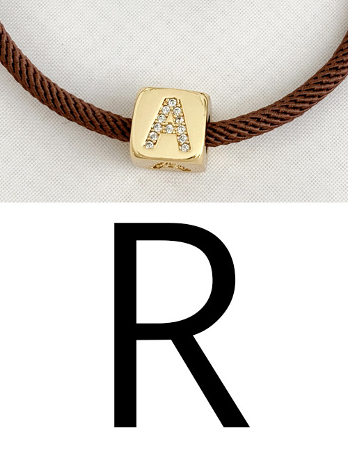 Fashion R Brown Cubic Zirconia Alphabet Woven Rope Bracelet