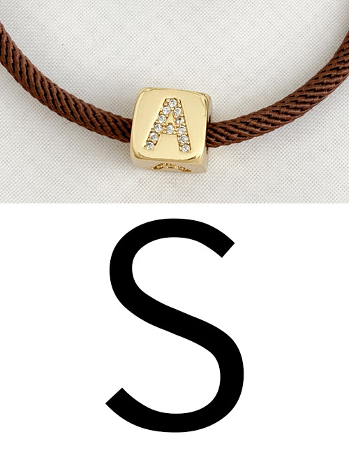 Fashion S Brown Cubic Zirconia Alphabet Woven Rope Bracelet