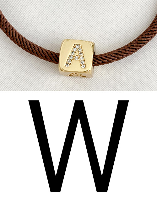 Fashion W Brown Cubic Zirconia Alphabet Woven Rope Bracelet