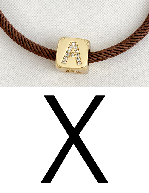 Fashion X Brown Cubic Zirconia Alphabet Woven Rope Bracelet