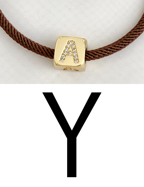 Fashion Y Brown Cubic Zirconia Alphabet Woven Rope Bracelet