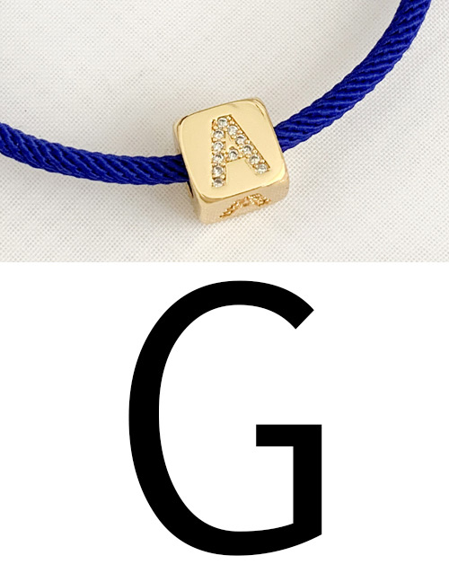 Fashion G Royal Blue Cubic Zirconia Alphabet Woven Rope Bracelet