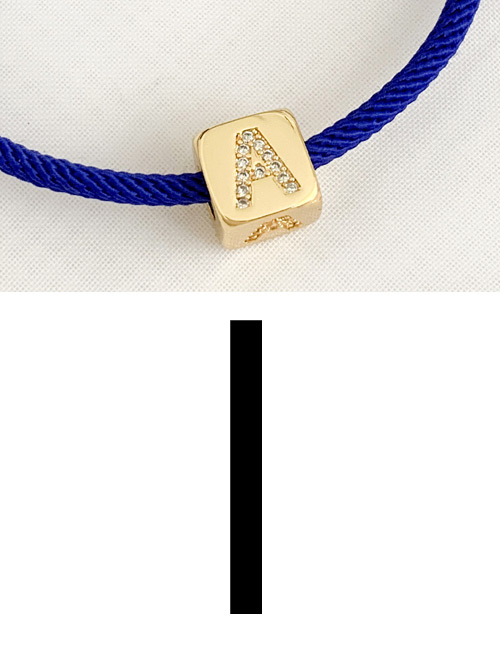 Fashion I Royal Blue Cubic Zirconia Alphabet Woven Rope Bracelet