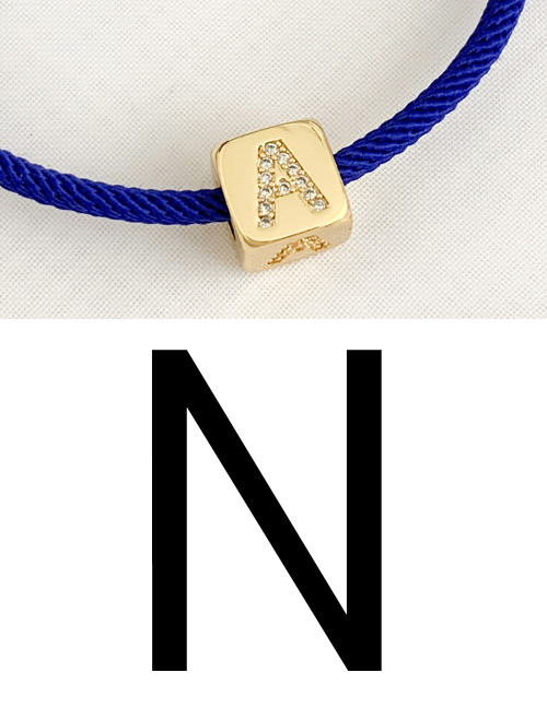Fashion N Royal Blue Cubic Zirconia Alphabet Woven Rope Bracelet