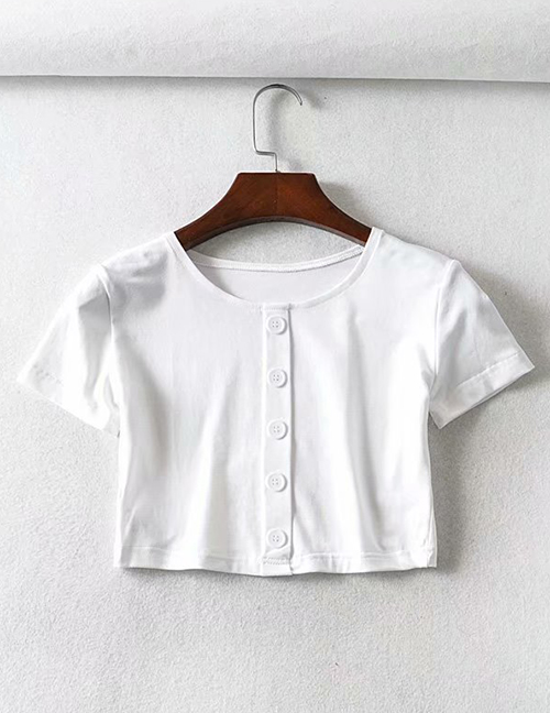 Fashion White Short-sleeved T-shirt On The Chest