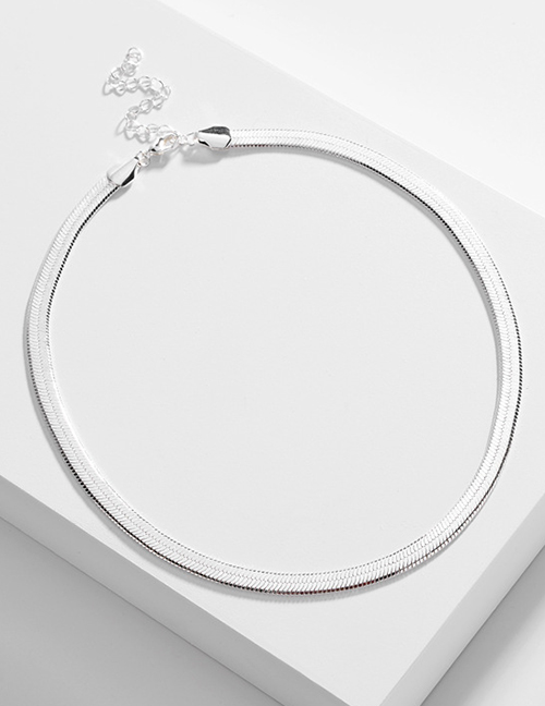 Fashion Silver Copper Flat Snake Chain Alloy Necklace