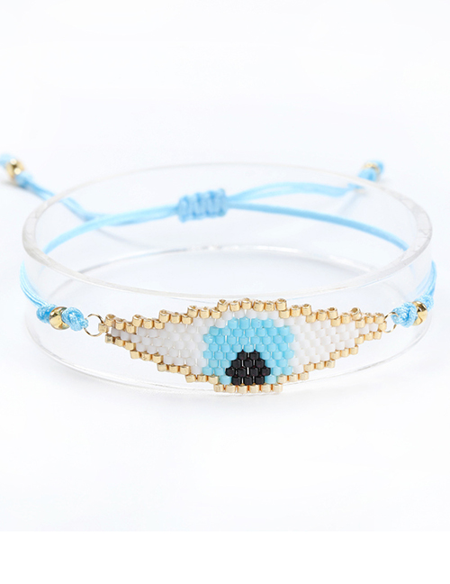 Fashion White Hand Woven Rice Beads Eye Bracelet