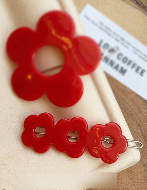 Fashion Floret-red Resin Multiple Flower Geometry Hollow Hair Clip