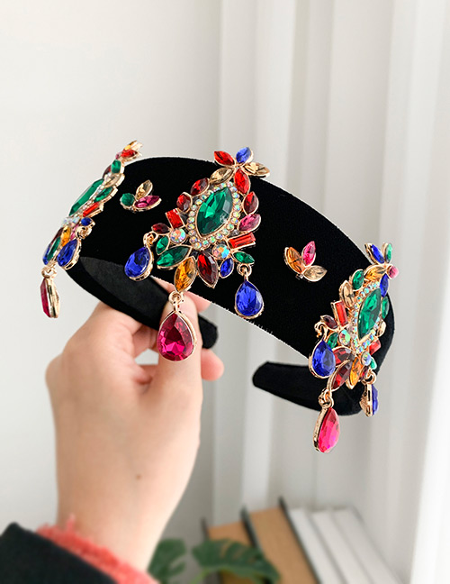 Fashion Color Alloy Fabric Diamond Headband
