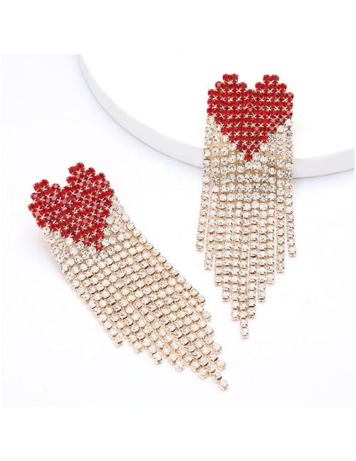Fashion Jinhong Love Diamond And Fringe Contrast Earrings