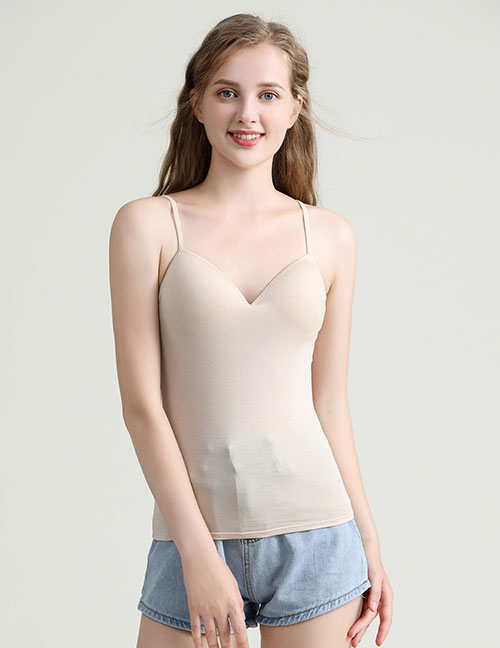 Fashion Color Modal One-piece Rimless Camisole With Chest Pad