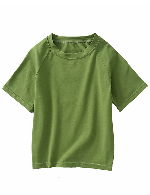 Fashion Green Raglan Sleeve Crew Neck T-shirt
