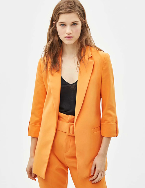 Fashion Orange Rolled Sleeve Suit