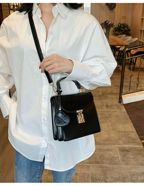 Fashion Black Lock Flap Love Crossbody Shoulder Bag