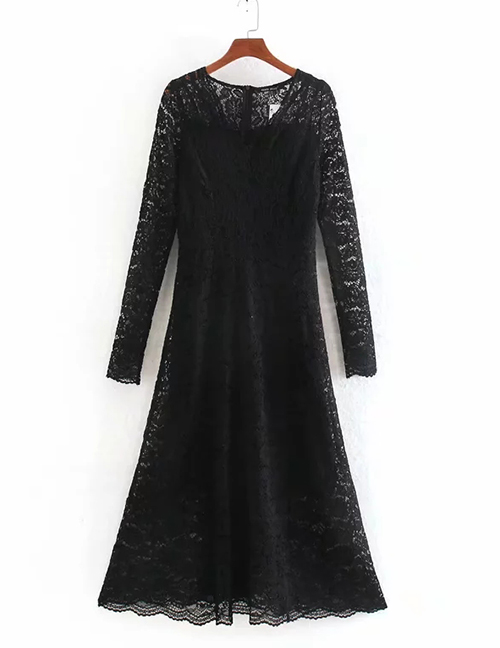 Fashion Black Lace V-neck Cutout Dress