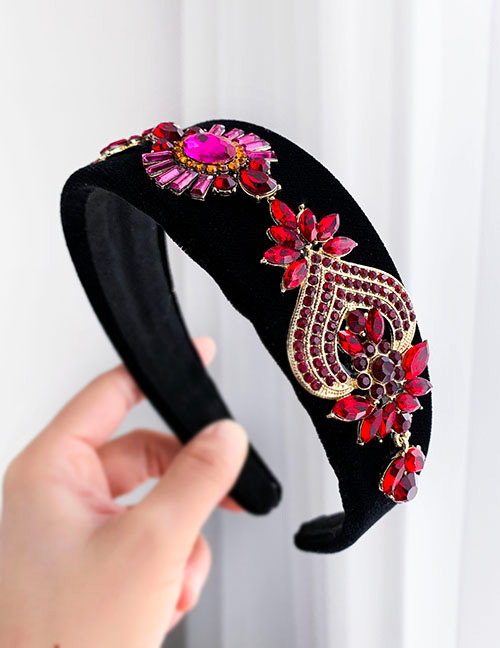 Fashion Red Alloy Flannel Headband With Diamond Geometry